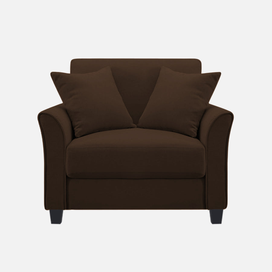 Daroo Velvet 1 Seater Sofa In Chocolate Brown Colour - Febonic Living