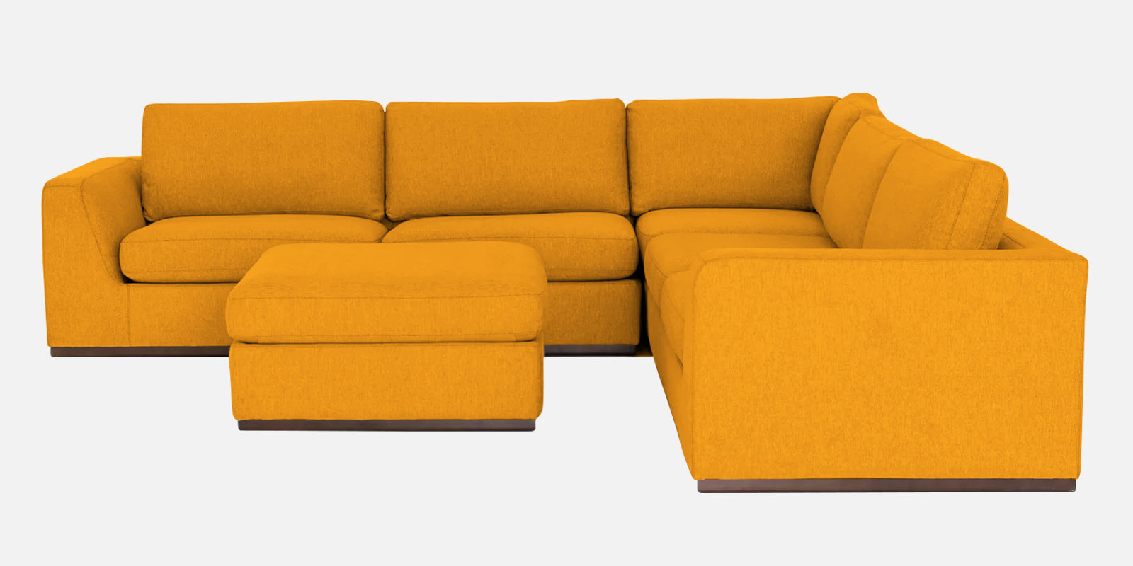 Freedom Velvet 6 Seater RHS Sectional Sofa In Safforn Yellow Colour