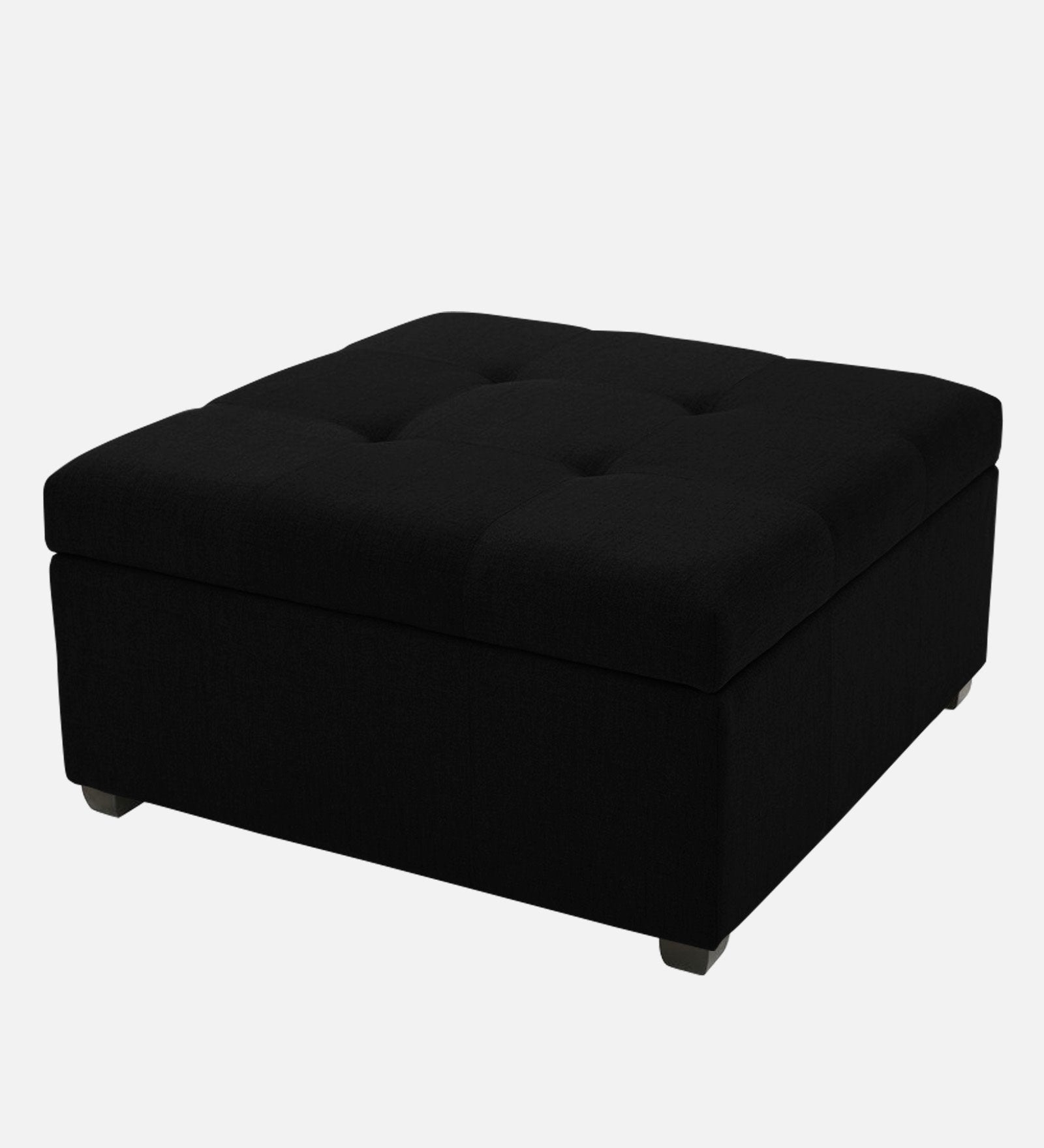 Mubila Fabric Ottoman In Zed Black Colour With Storage