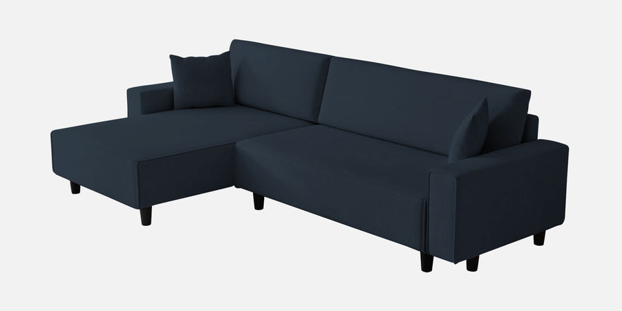 Peach Fabric Lhs 6 Seater Sofa Cum Bed With Storage In Denim Blue Colour - Febonic Living