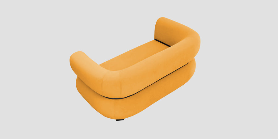 Kula Velvet 2 Seater Sofa In Safforn Yellow Colour - Febonic Living