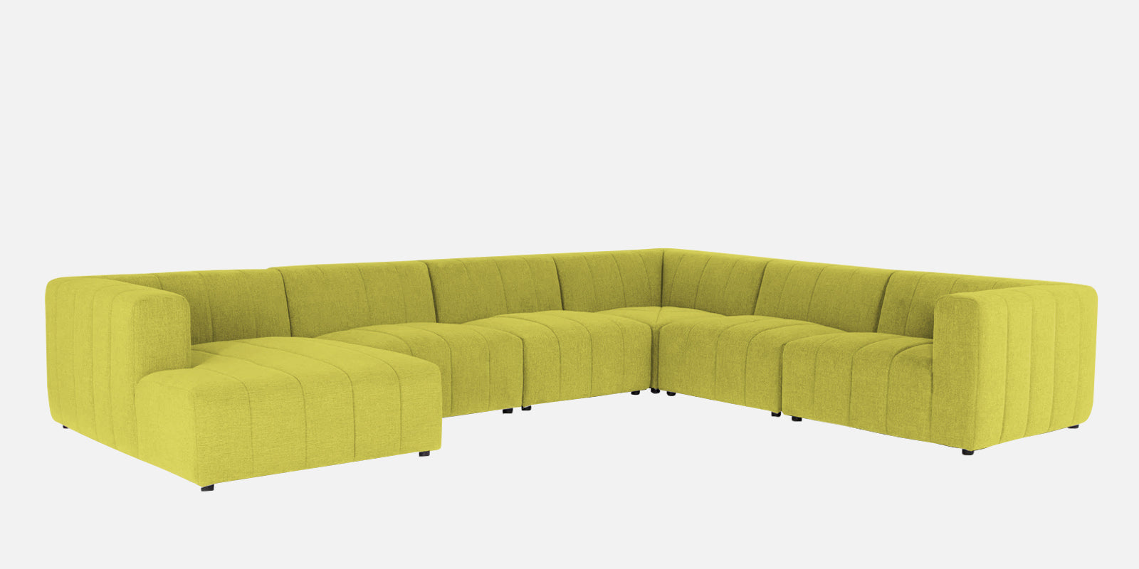 Damo Fabric RHS 8 Seater Sectional Sofa In Parrot Green Colour