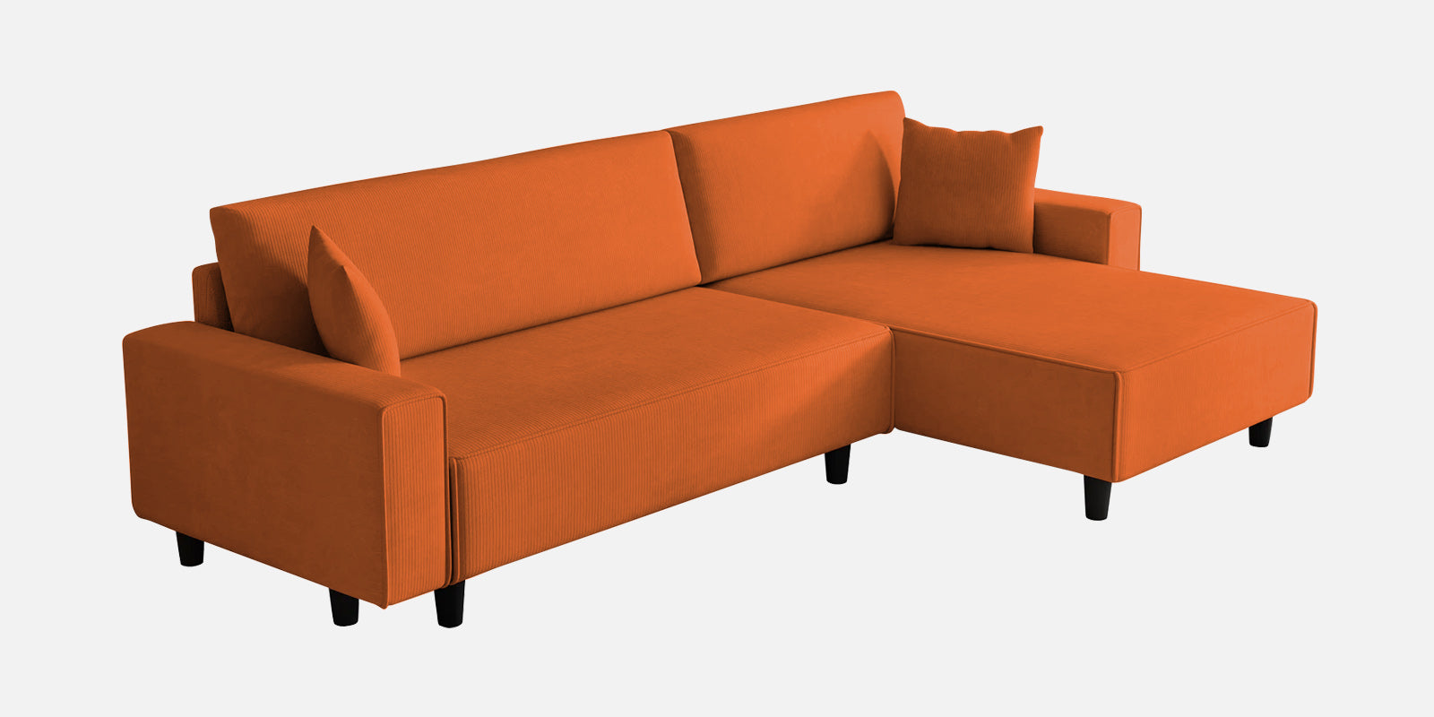 Peach Fabric RHS 6 Seater Sectional Sofa Cum Bed With Storage In Vivid Orange Colour