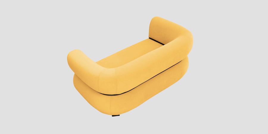 Kula Velvet 2 Seater Sofa In Turmeric Yellow Colour - Febonic Living