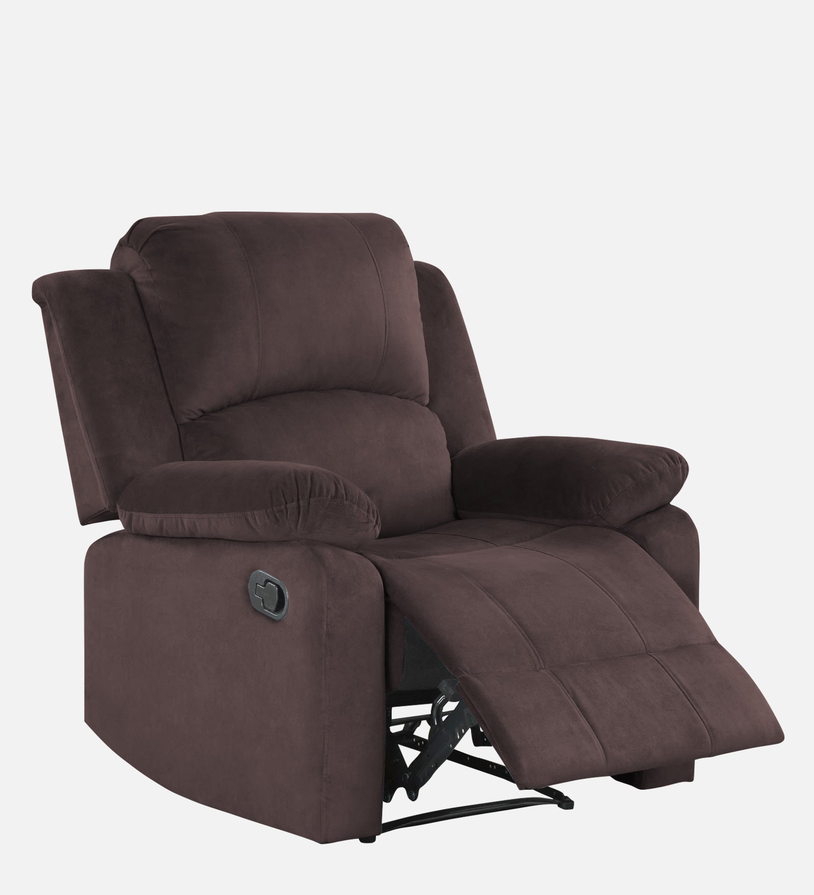 Henry Velvet Manual 1 Seater Recliner In Mocha Brown Colour