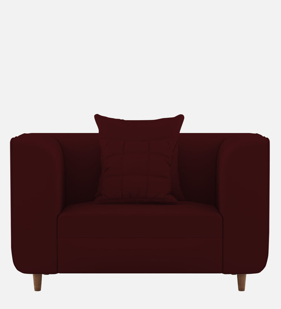 Sumo Velvet 1 Seater Sofa In Dark Maroon Colour - Febonic Living