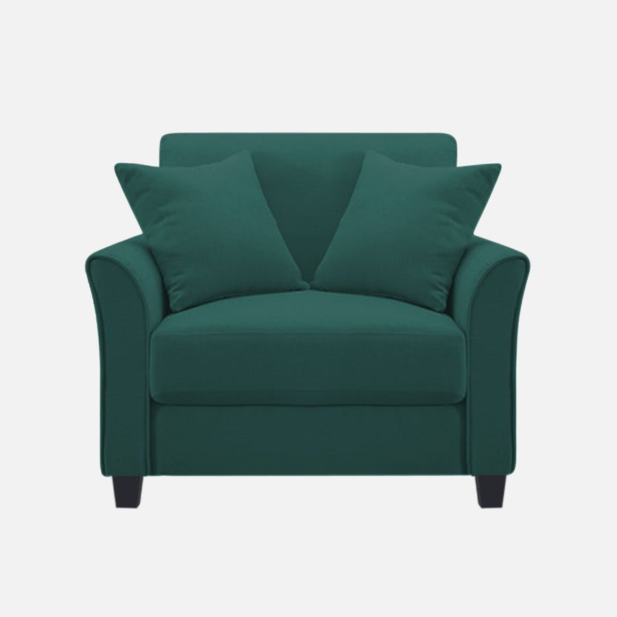 Daroo Velvet 1 Seater Sofa In Pine Green Colour - Febonic Living