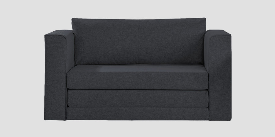 Kenia Fabric 2 Seater Foldable Sofa Cum Bed In Charcoal Grey Colour - Febonic Living