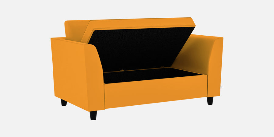 Bristo Velvet 2 Seater Sofa In Safforn Yellow Colour With Storage - Febonic Living