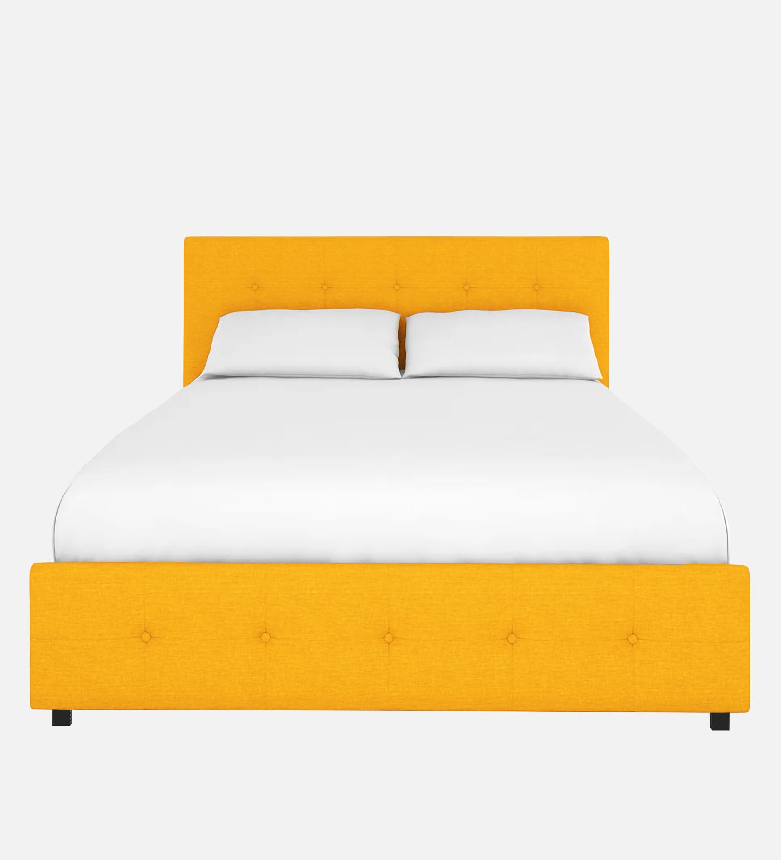 Lido Fabric Queen Size Bed In Bold Yellow Colour With Storage