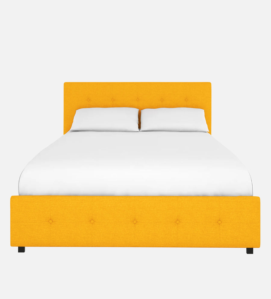 Lido Fabric Upholstered Queen Size Bed In Bold Yellow Colour With Drawer Storage - Febonic Living