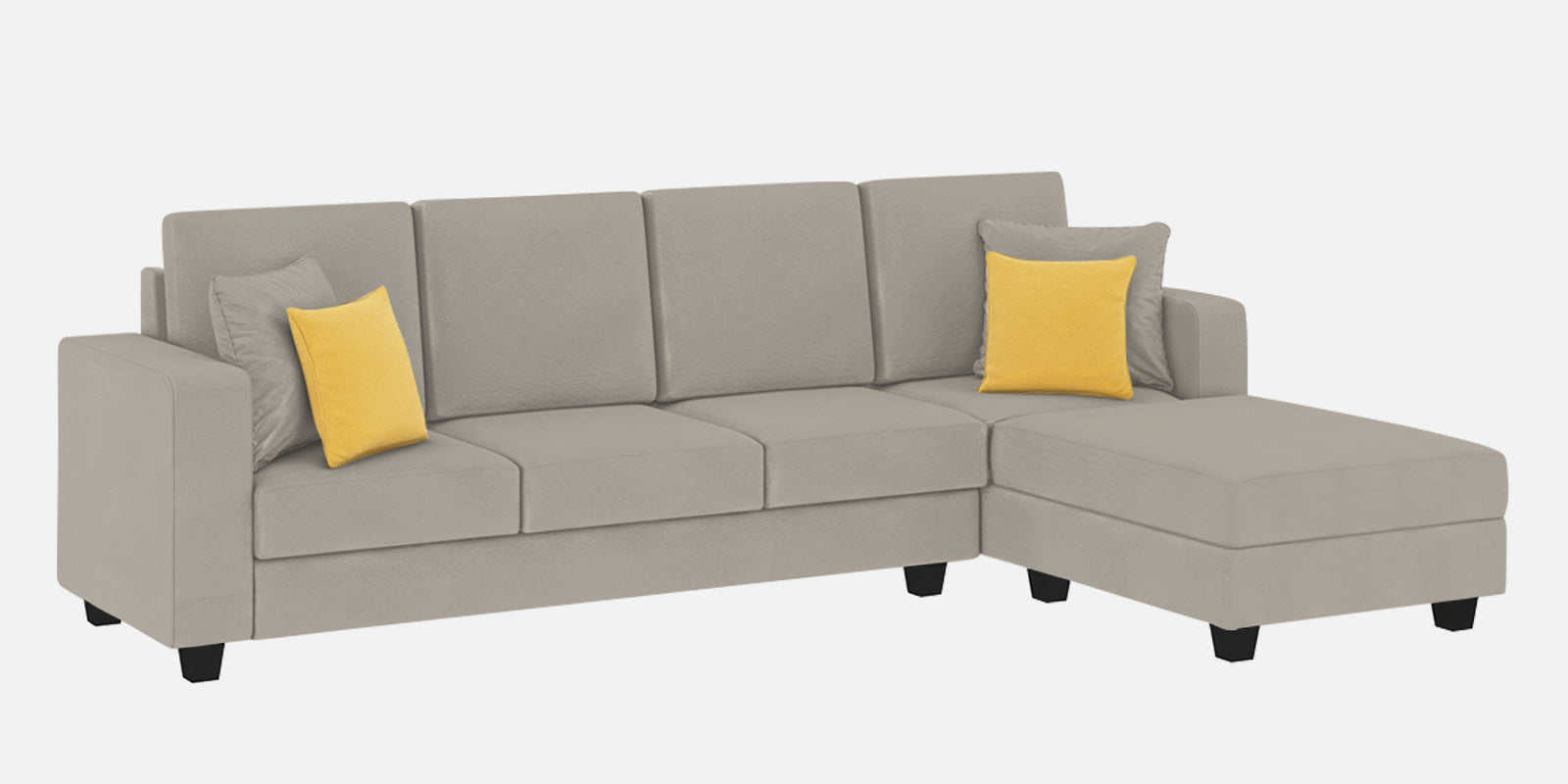 Nabi Fabric LHS Sectional Sofa (3 + Lounger) In Ash Grey Colour