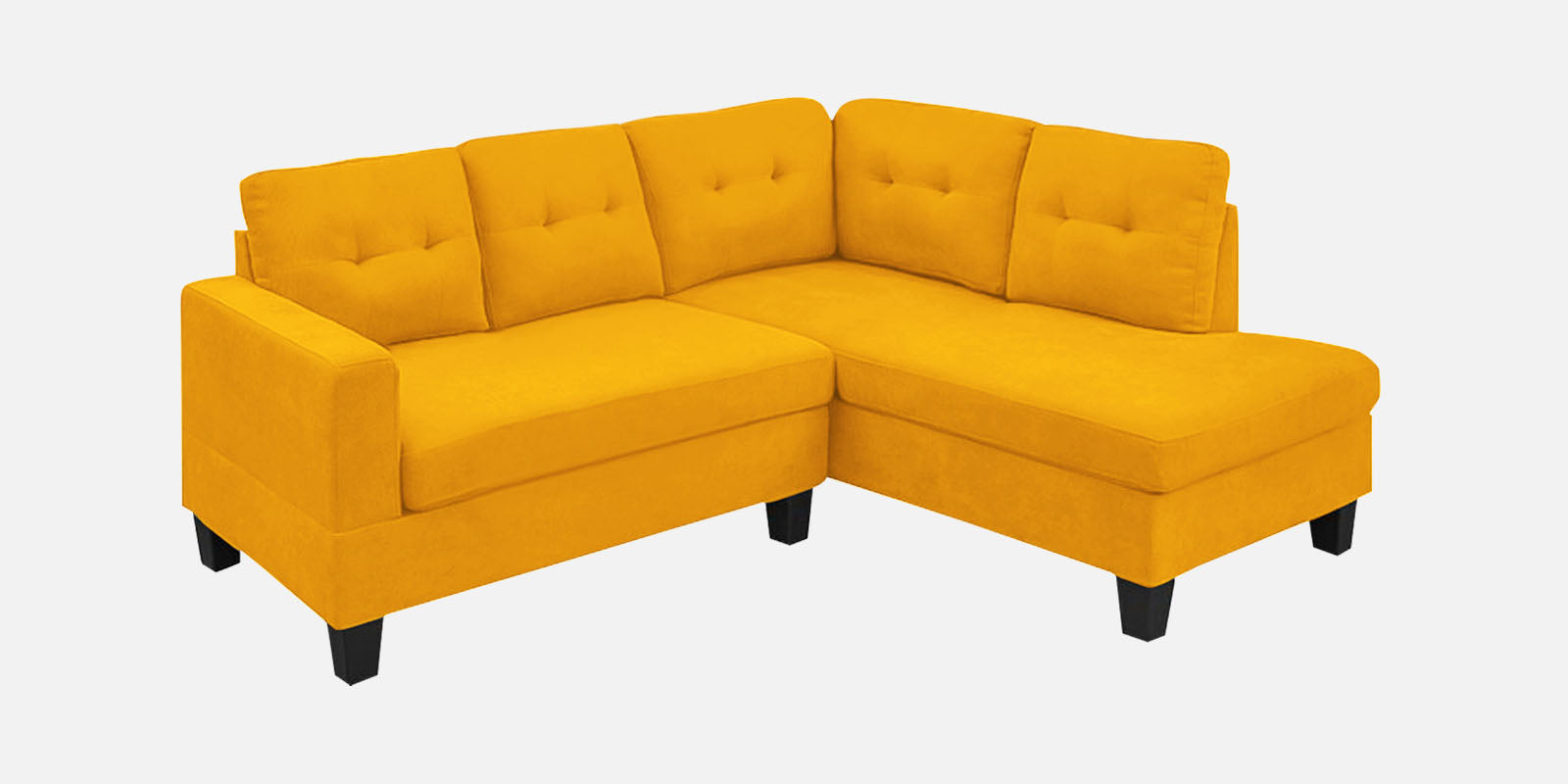 Thomas Fabric LHS Sectional Sofa (2+Lounger) in Bold Yellow Colour