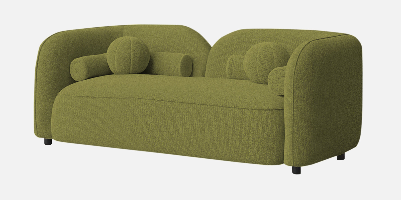 Corny Fur Fabric 2 Seater Sofa in Apple Green Colour