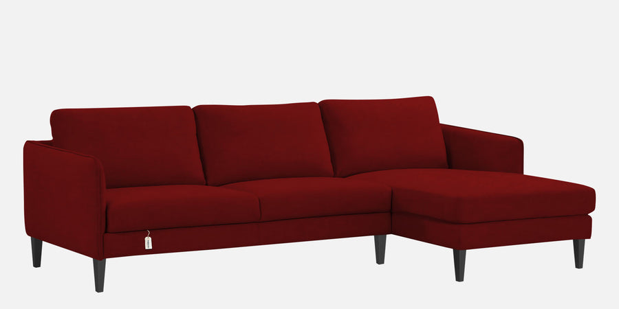 Piku Fabric Lhs Sectional Sofa 3 Lounger In Blood Maroon Colour - Febonic Living