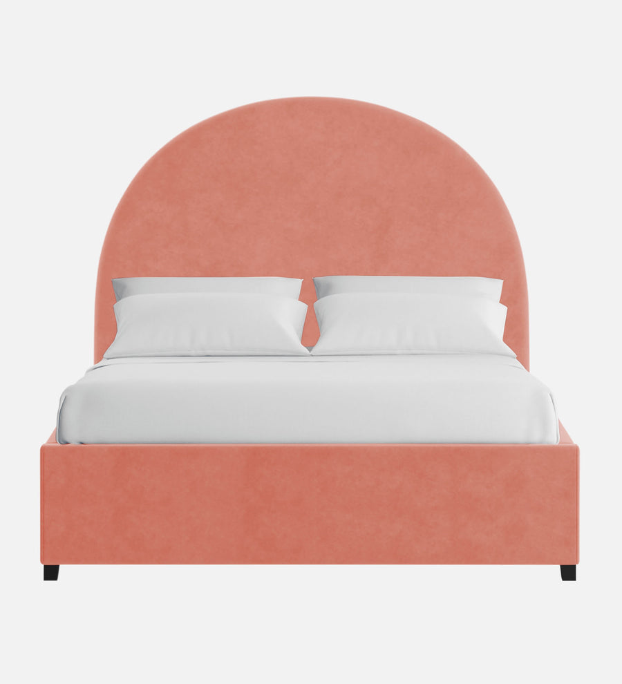 Maro Velvet Upholstered King Size Bed In Blush Pink Colour - Febonic Living