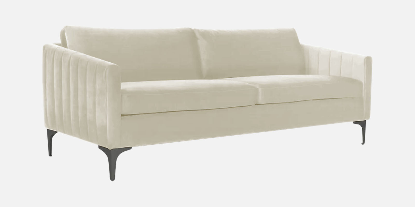 Haru Velvet 3 Seater Sofa in Warm White Colour