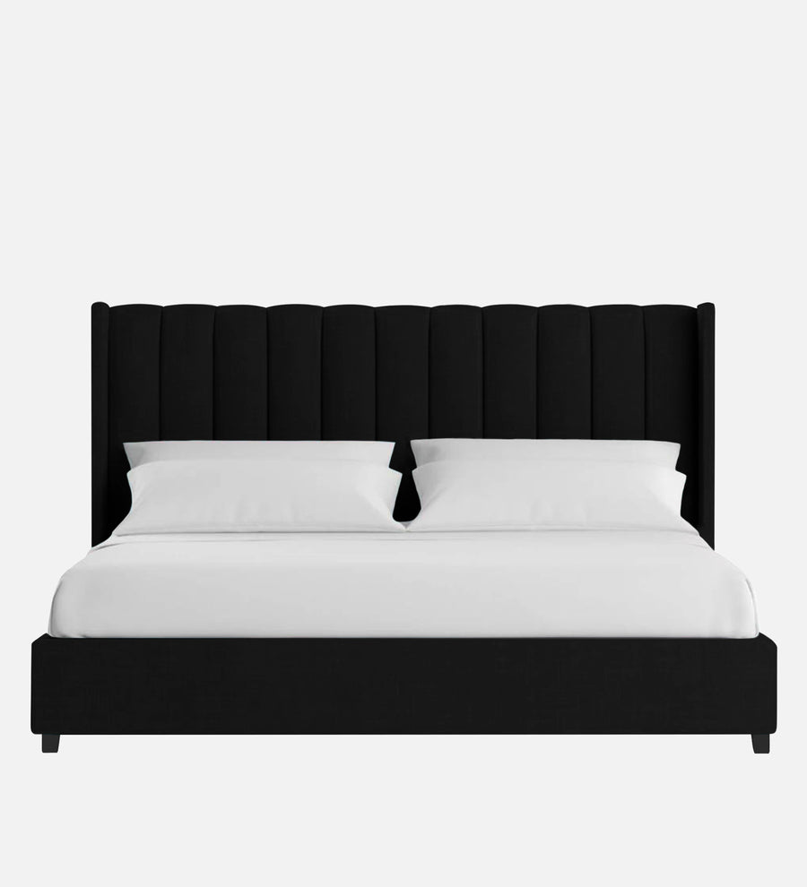 Colina Fabric Upholstered King Size Bed In Zed Black Colour With Box Storage - Febonic Living