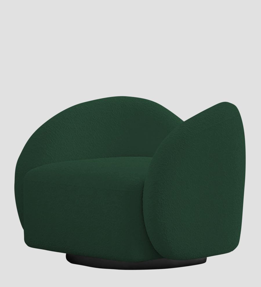 Miles Boucle Fabric Swivel Chair In Hunter Green Colour - Febonic Living
