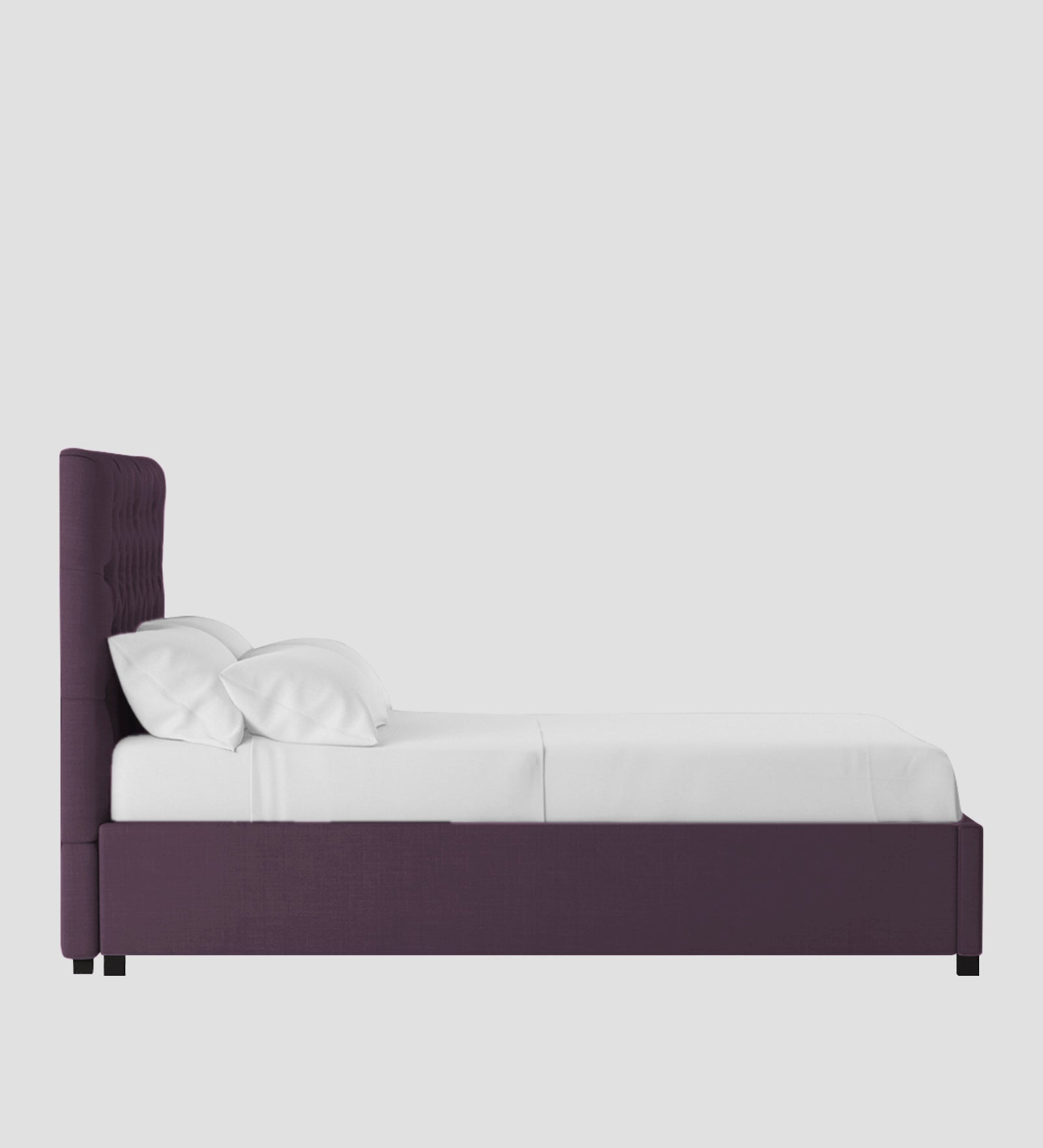 Isko Fabric King Size Bed In Greek Purple Colour With Storage Box - Febonic Living