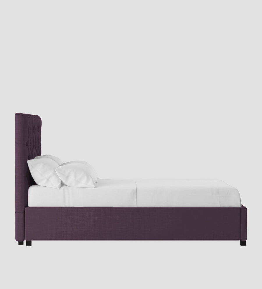 Isko Fabric Upholstered King Size Bed In Greek Purple Colour With Box Storage - Febonic Living