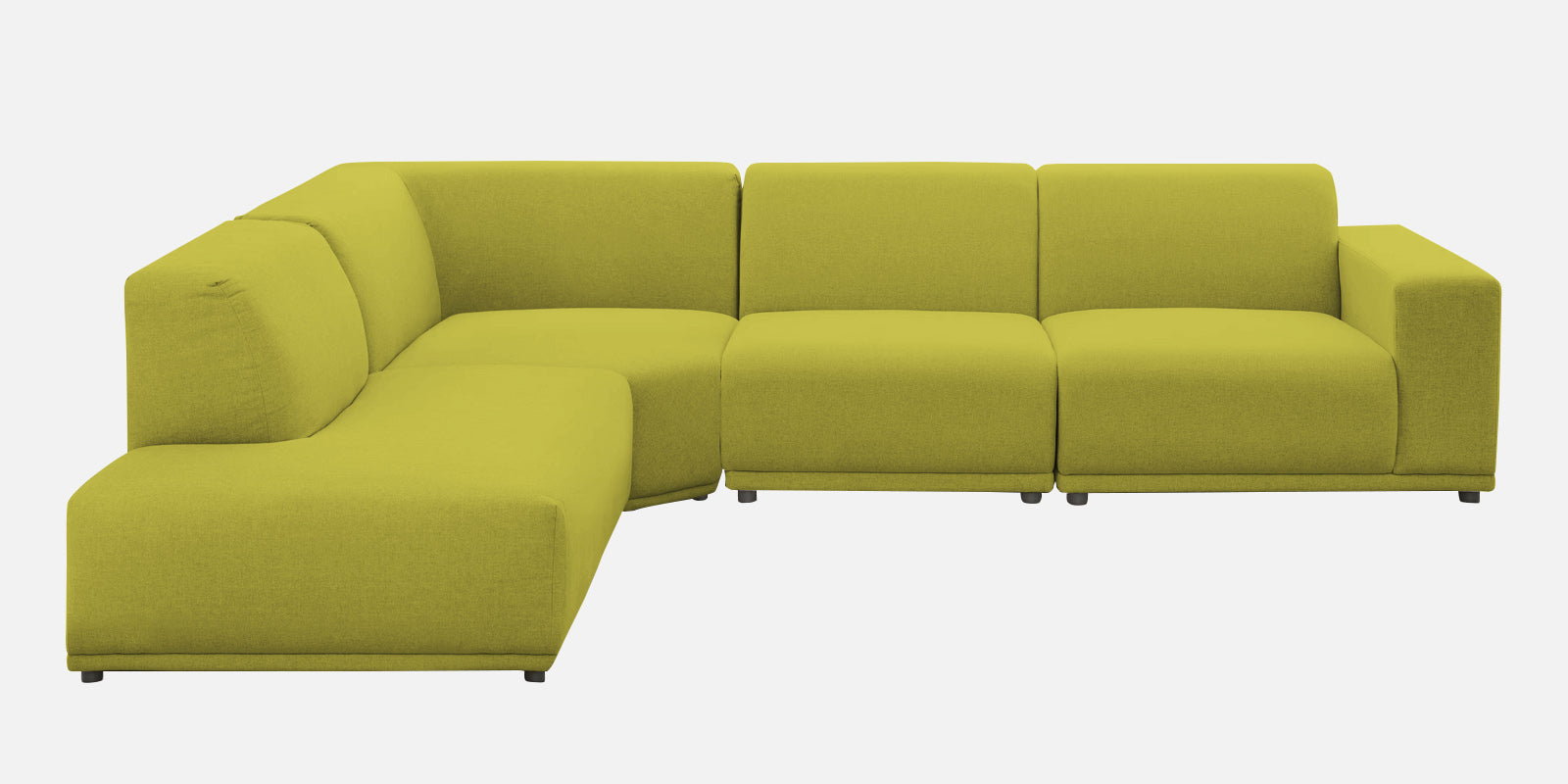 Adam Fabric LHS Sectional Sofa (3 + Lounger) In Parrot Green Colour