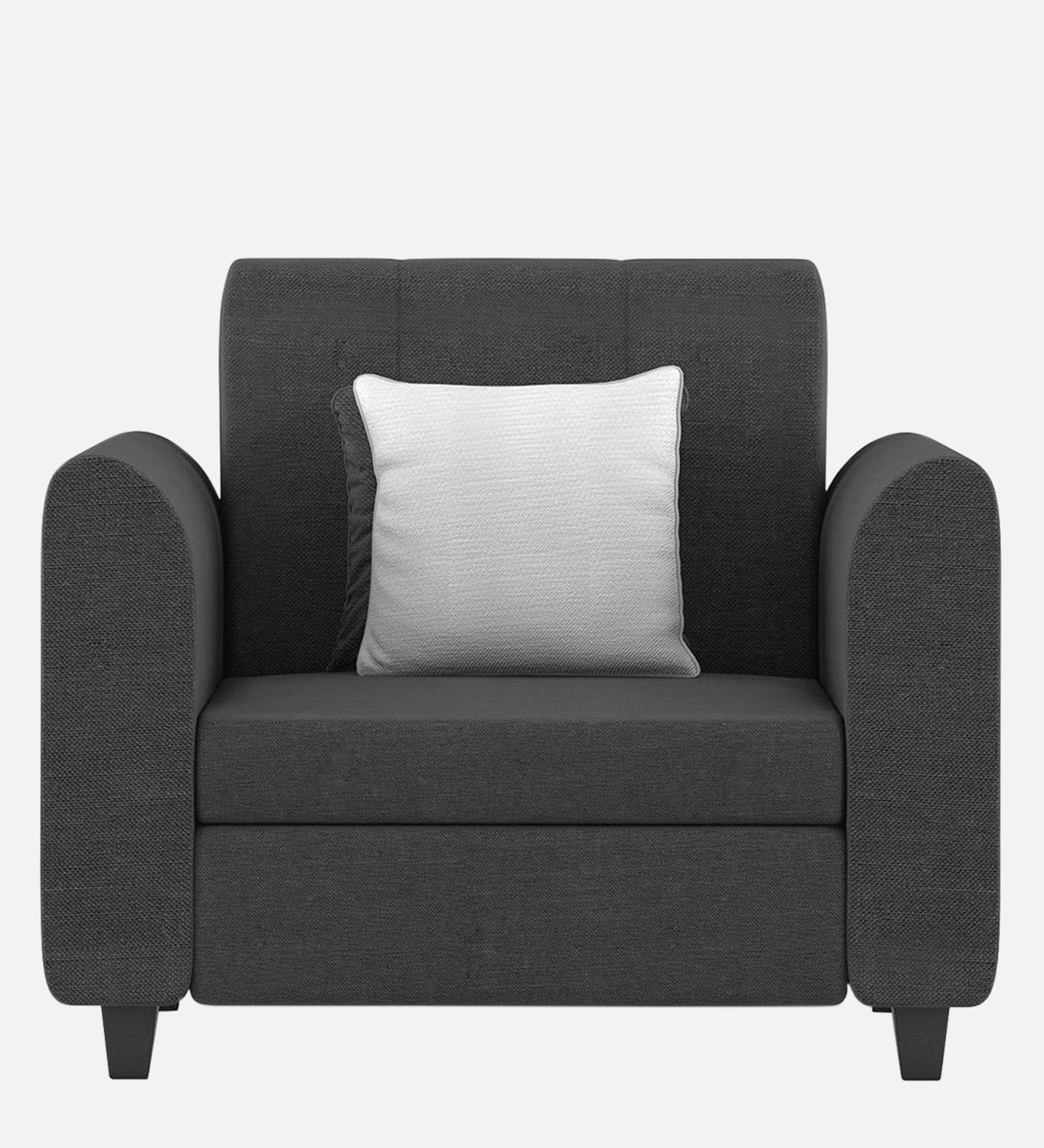 Denmark Fabric 1 Seater Sofa in Charcoal Grey Colour