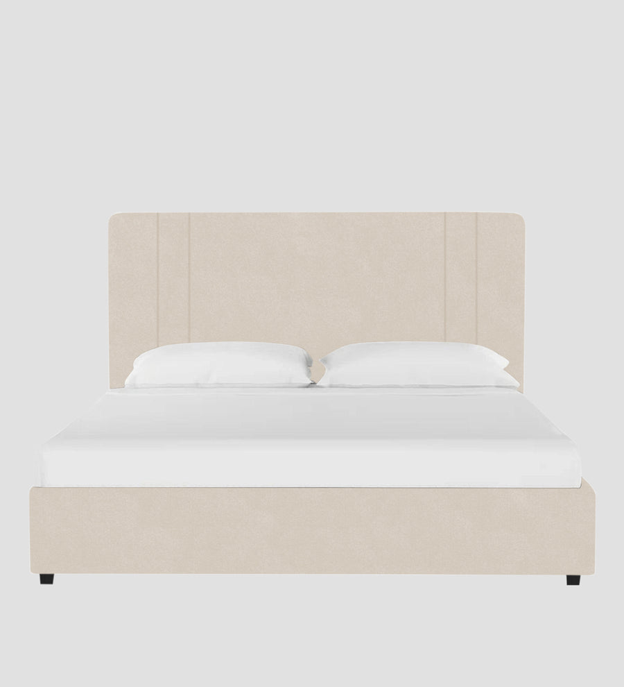 Asyra Velvet Upholstered King Size Bed In Camel Beige Colour With Box Storage - Febonic Living
