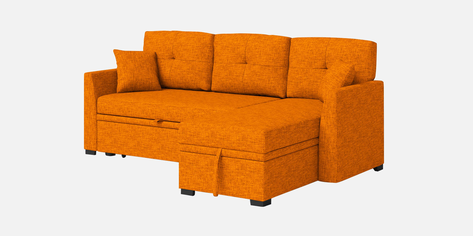 Jody Fabric 3 Seater Pull Out Sofa Cum Bed In Vivid Orange Colour