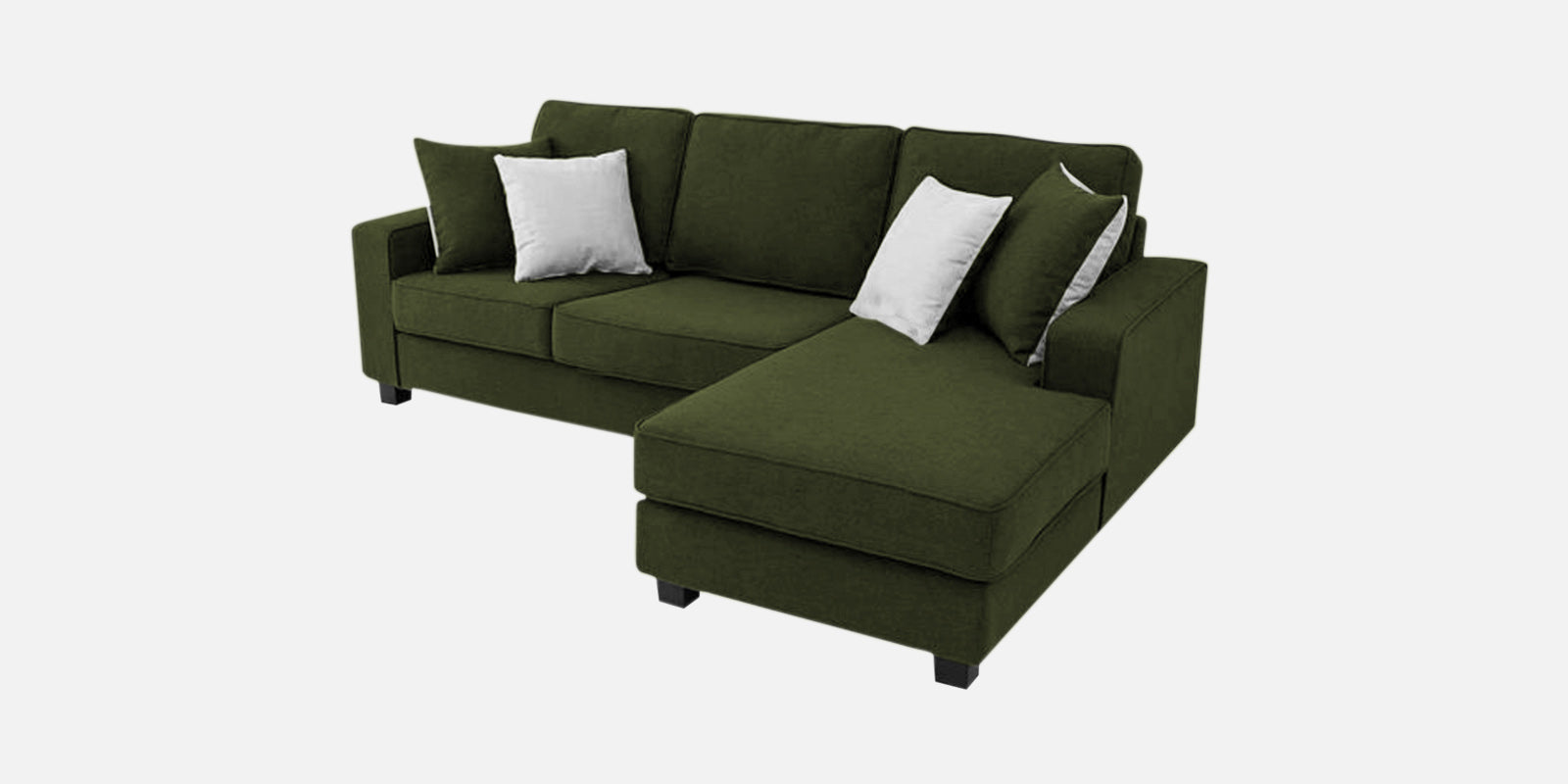 Ladybug Fabric LHS Sectional Sofa (2+Lounger) In Olive Green Colour