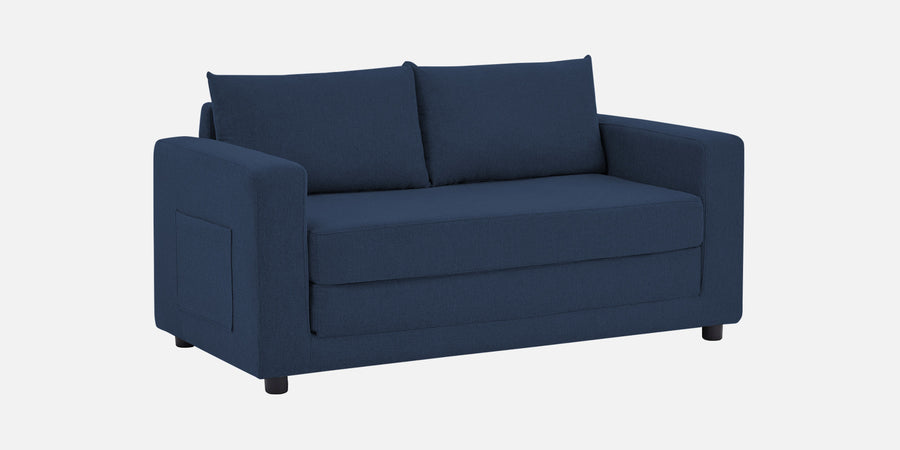 Roman Fabric 3 Seater Foldable Sofa Cum Bed In Denim Blue Colour With Usb Port - Febonic Living