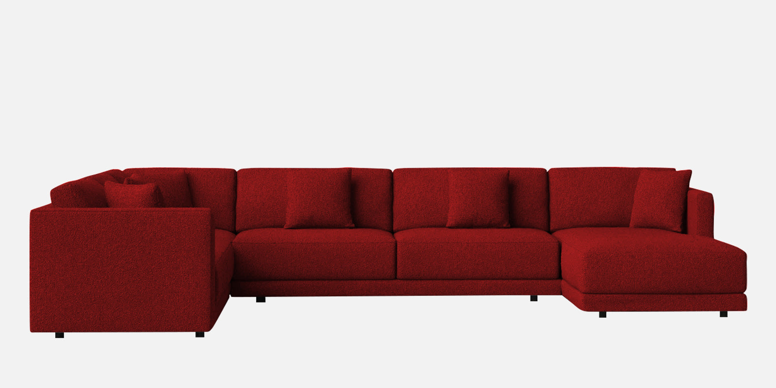 Carlin Fabric LHS 8 Seater Sectional Sofa In Blood Maroon Colour