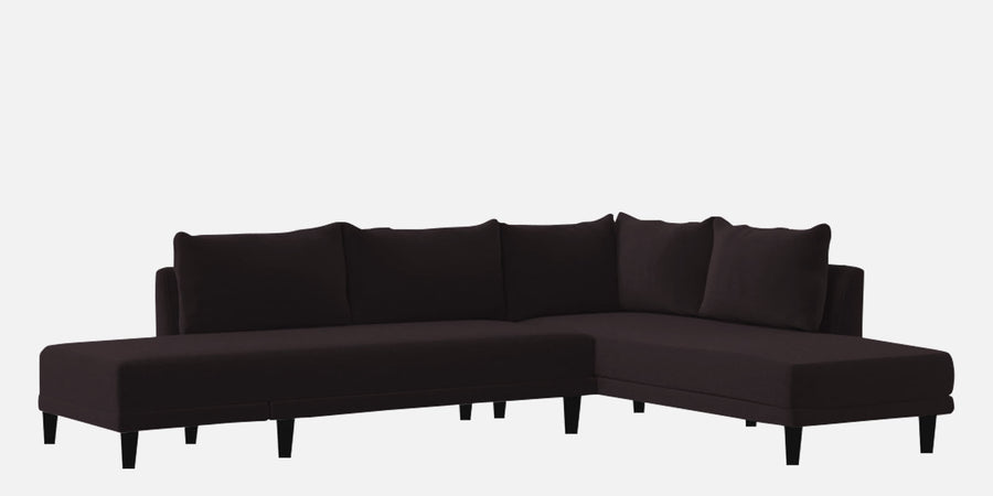 Ira Fabric Lhs 6 Seater Convertible Sofa Cum Bed In Cara Brown Colour - Febonic Living