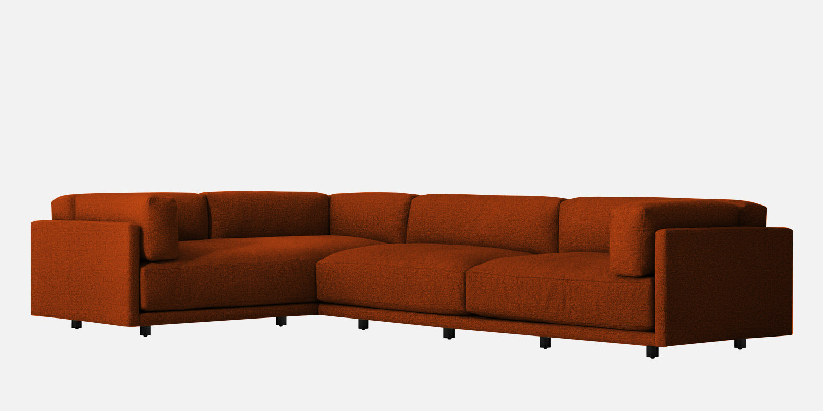 Nixon Fabric 6 Seater LHS Sectional Sofa In Burnt Orange Colour