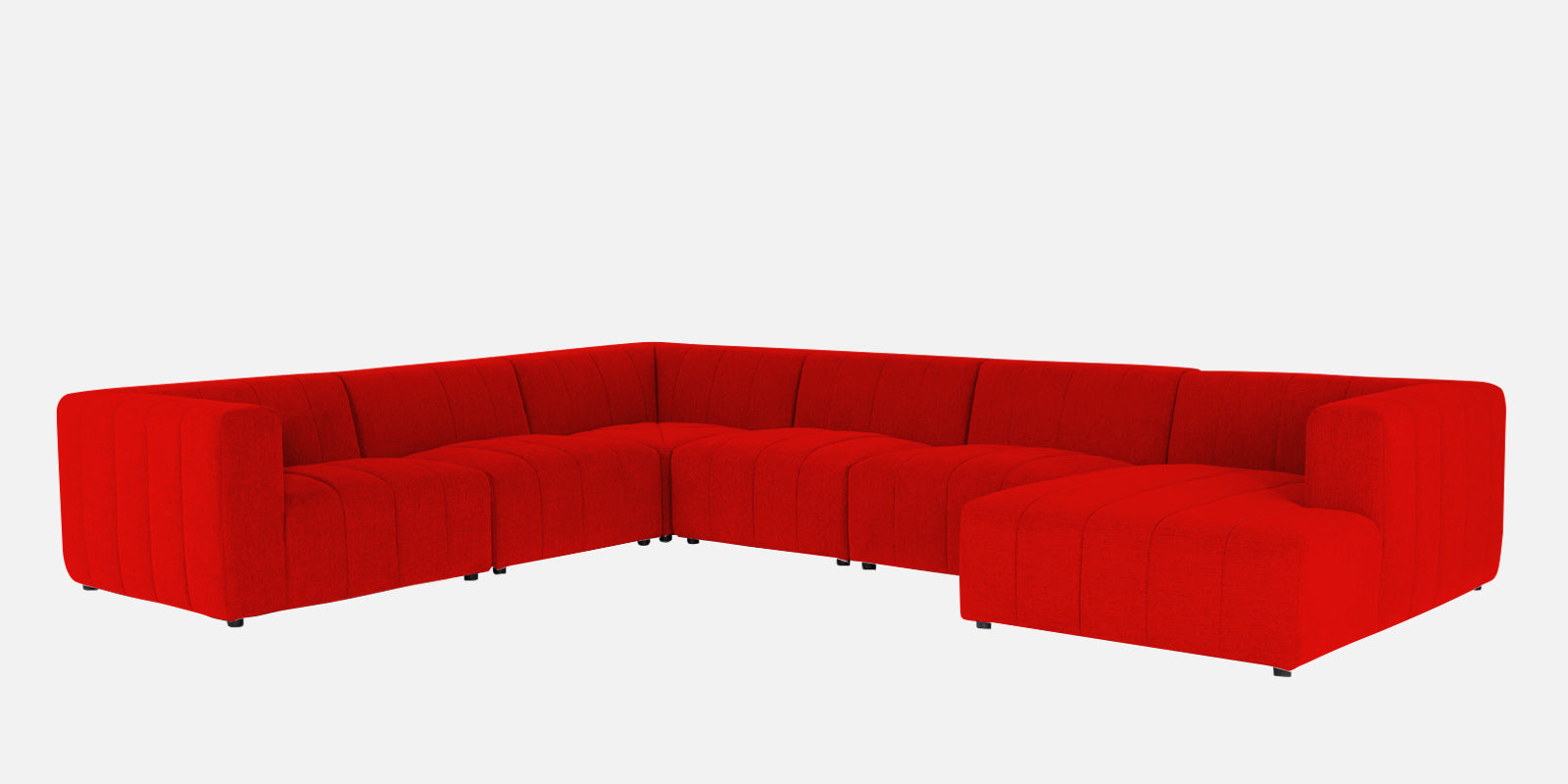 Damo Fabric LHS 8 Seater Sectional Sofa In Ruby Red Colour