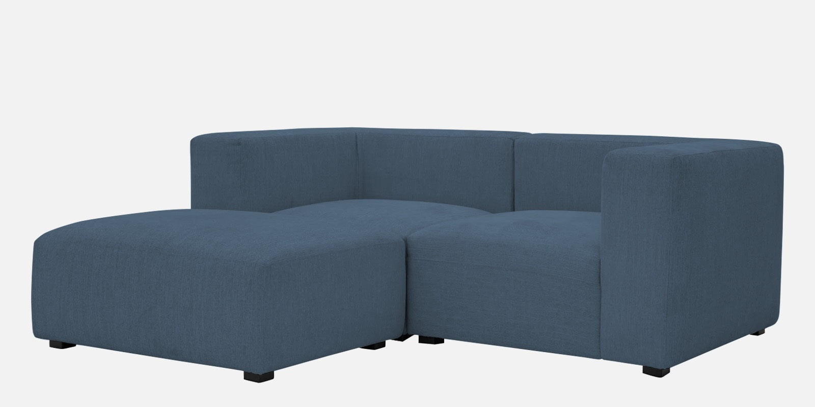 Dora Velvet RHS Sectional Sofa (2+Ottoman) In Oxford Blue Colour