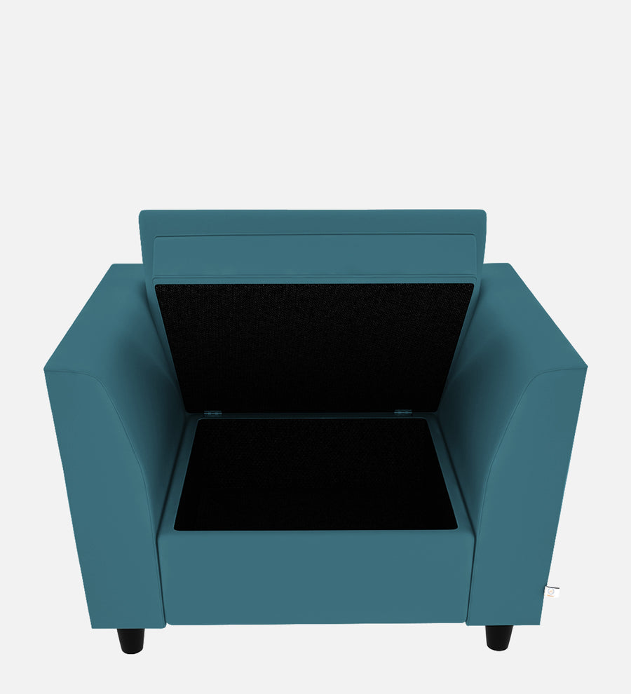 Bristo Velvet 1 Seater Sofa In Aqua Blue Colour With Storage - Febonic Living