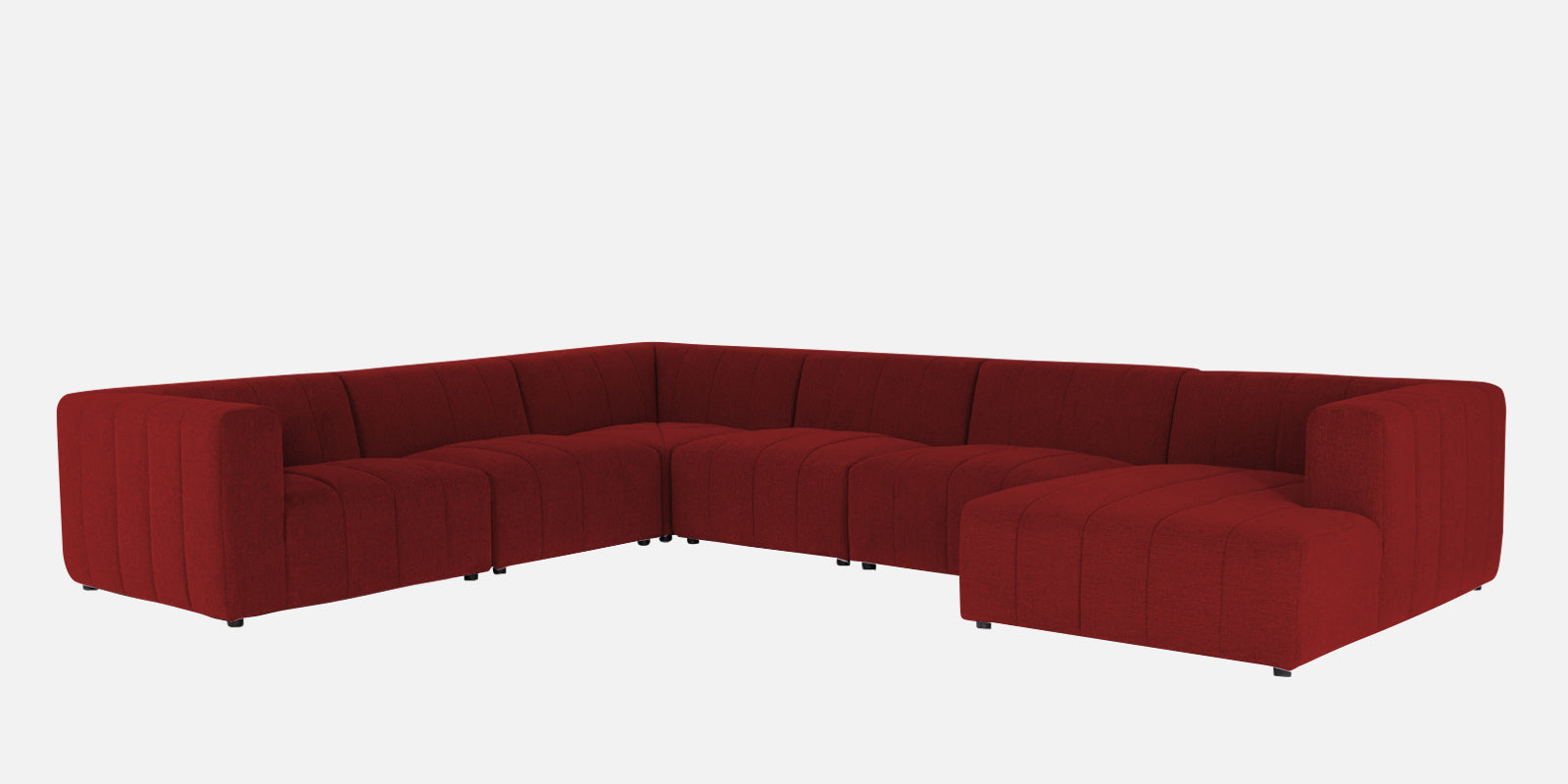 Damo Fabric LHS 8 Seater Sectional Sofa In Blood Maroon Colour