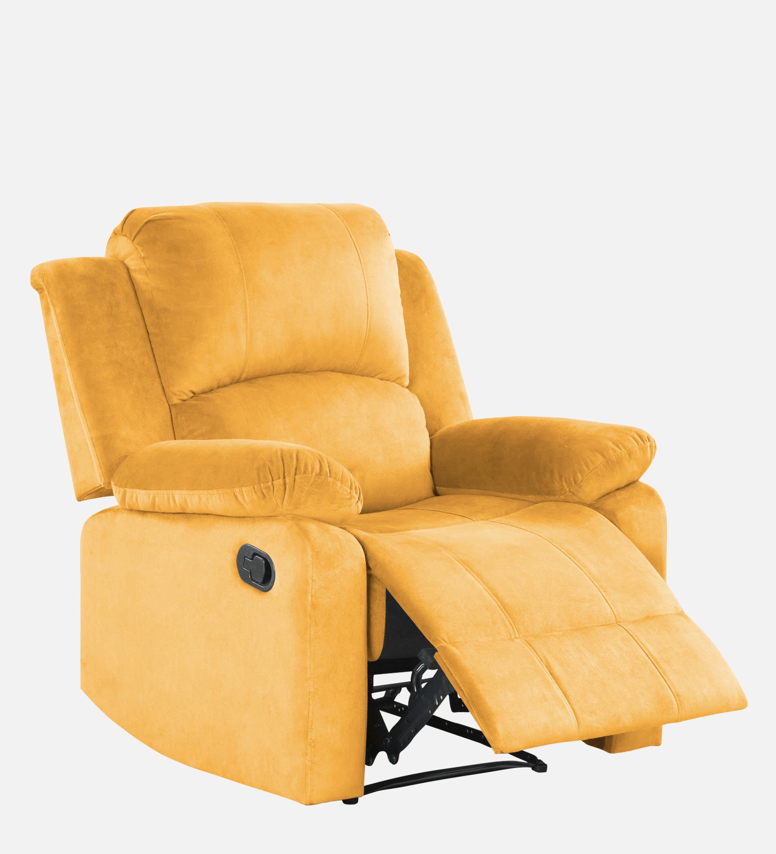 Henry Velvet Manual 1 Seater Recliner In Turmeric Yellow Colour