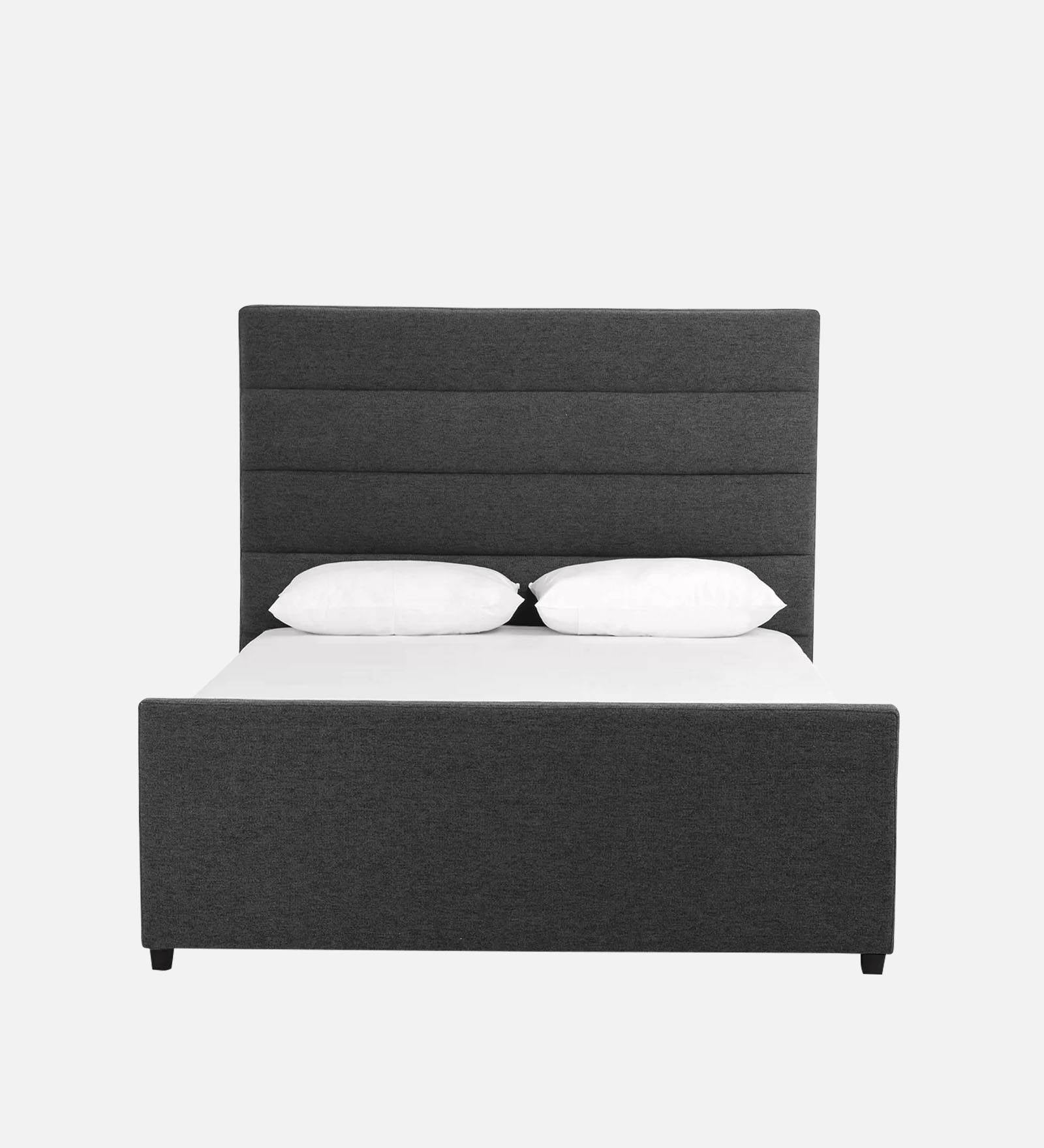 Pollen Fabric Queen Size Bed In Charcoal Grey Colour