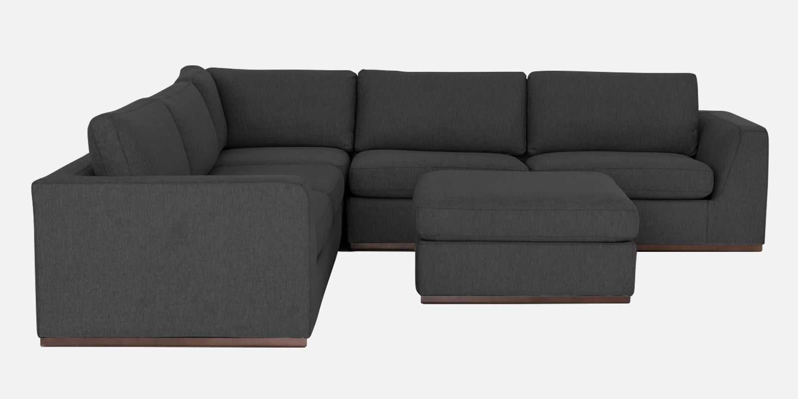 Freedom Velvet 6 Seater LHS Sectional Sofa In Davy Grey Colour With Ottoman