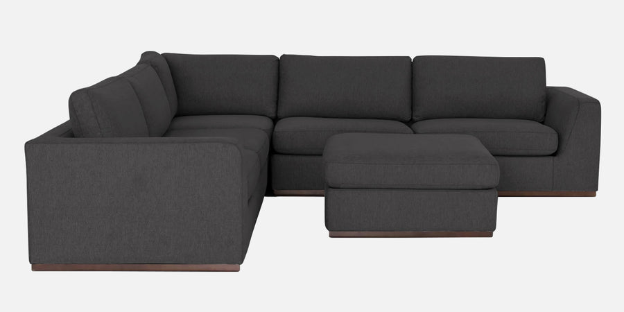Freedom Velvet 6 Seater Lhs Corner Sofa In Davy Grey Colour With Ottoman - Febonic Living