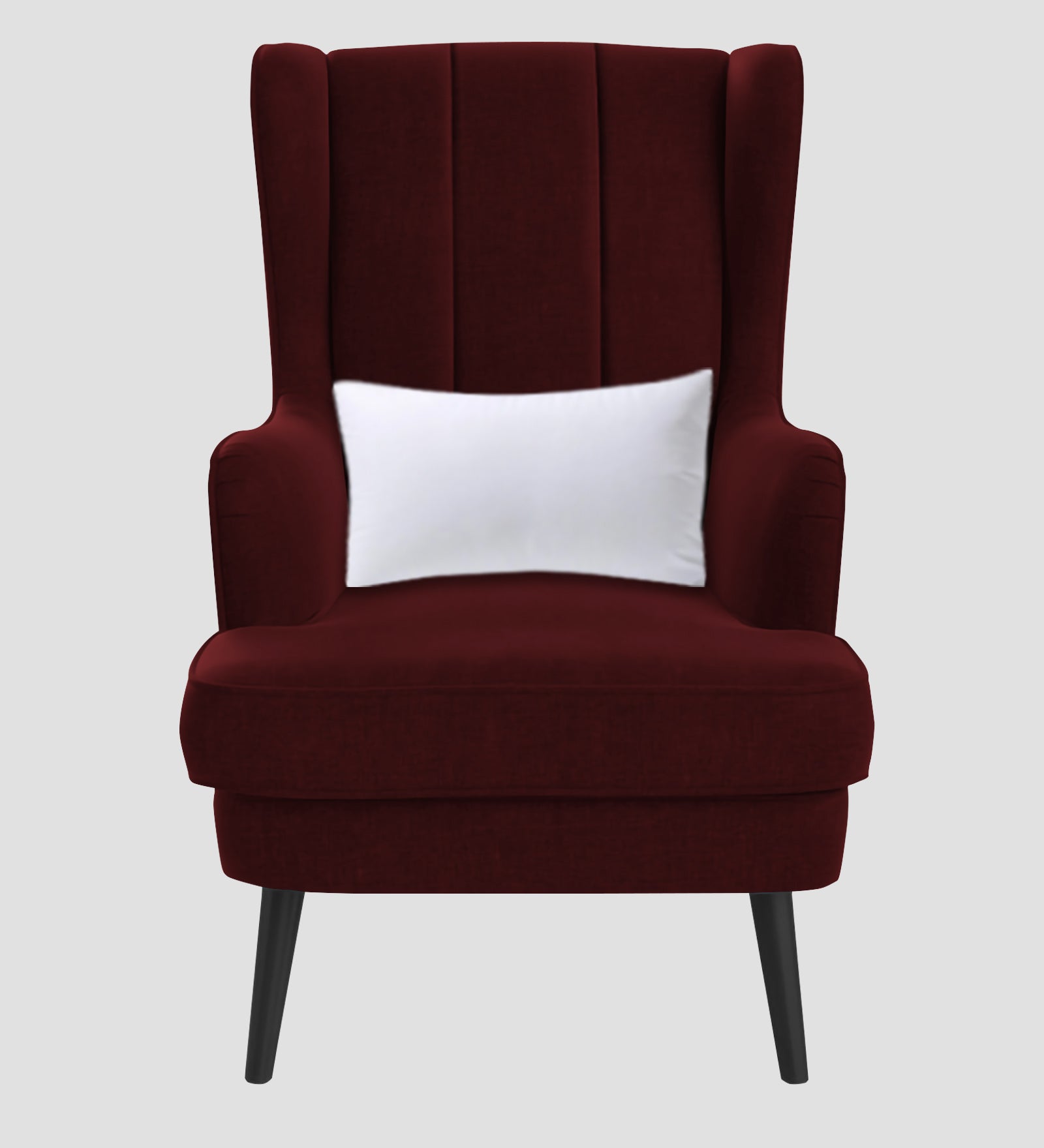 Niya Velvet 1 Seater Wing Chair in Blood Maroon Colour