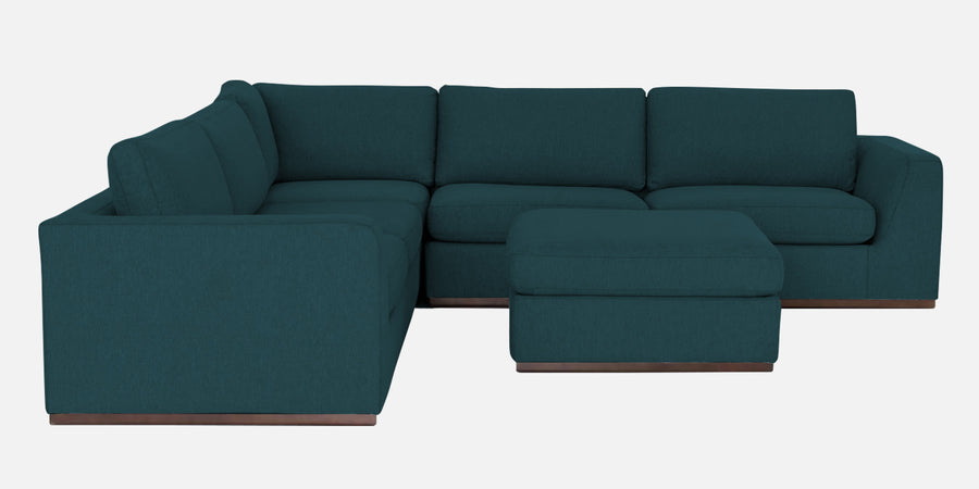 Freedom Velvet 6 Seater Lhs Corner Sofa In Arabian Green Colour With Ottoman - Febonic Living