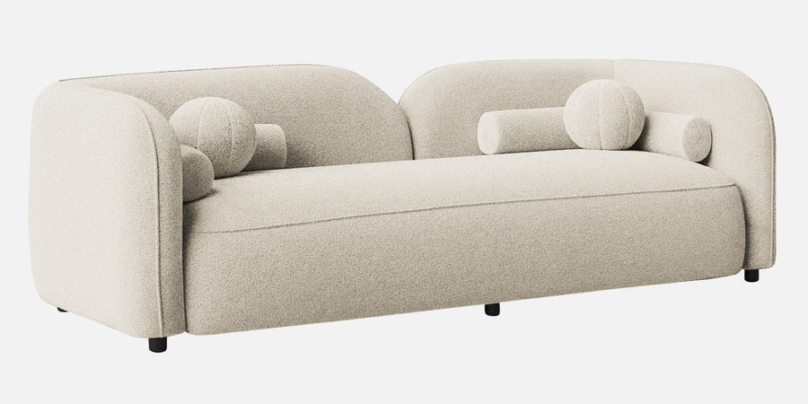 Corny Boucle Fabric 3 Seater Sofa In Shell White Colour - Febonic Living