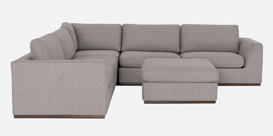 Freedom Velvet 6 Seater Lhs Corner Sofa In Pearl Grey Colour With Ottoman - Febonic Living