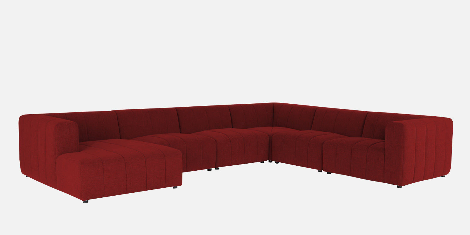 Damo Fabric RHS 8 Seater Sectional Sofa In Blood Maroon Colour