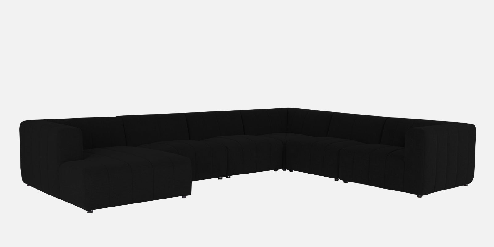 Damo Fabric RHS 8 Seater Sectional Sofa In Zed Black Colour