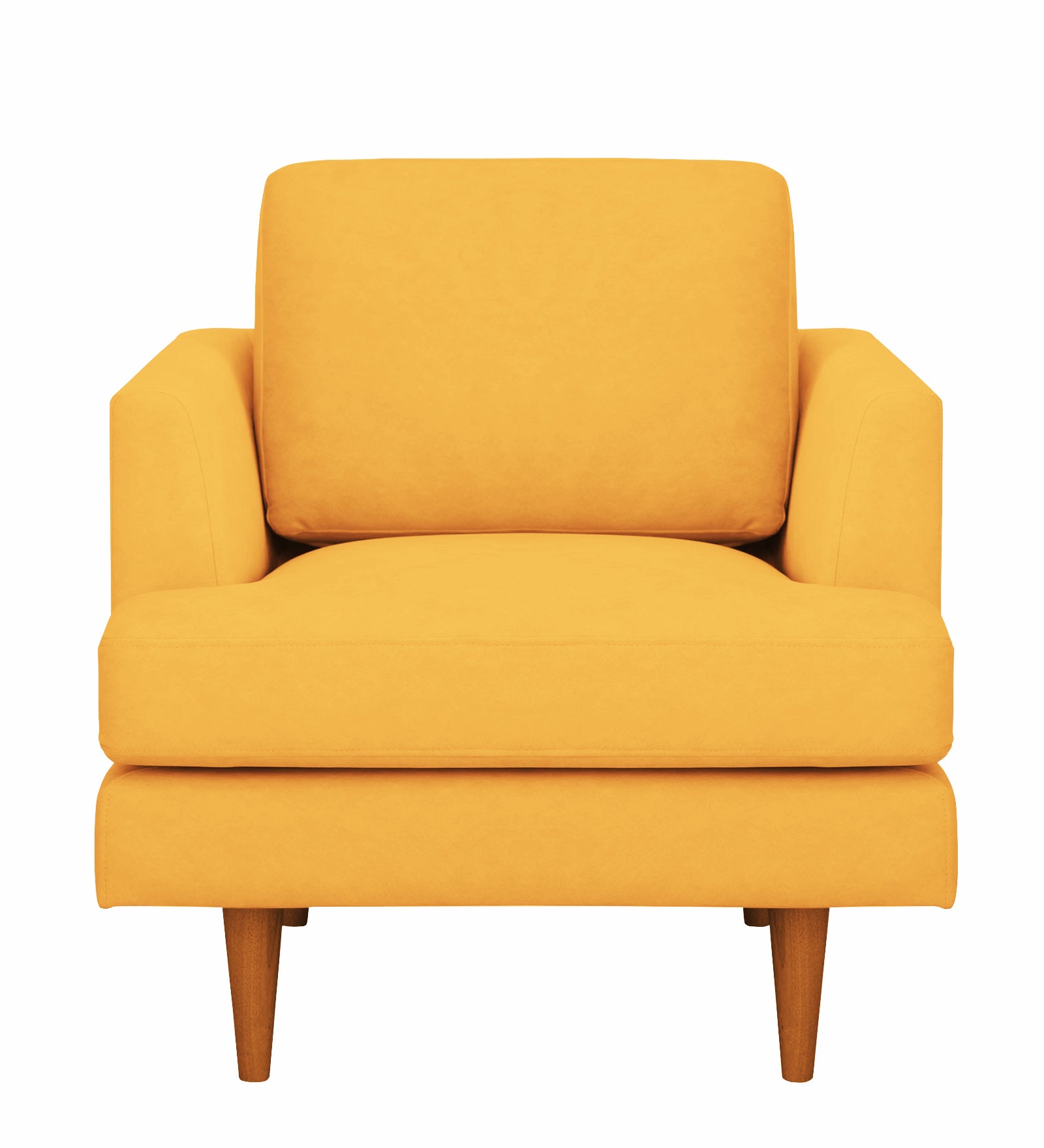 Motra Velvet 1 Seater Sofa in Turmeric yellow Colour