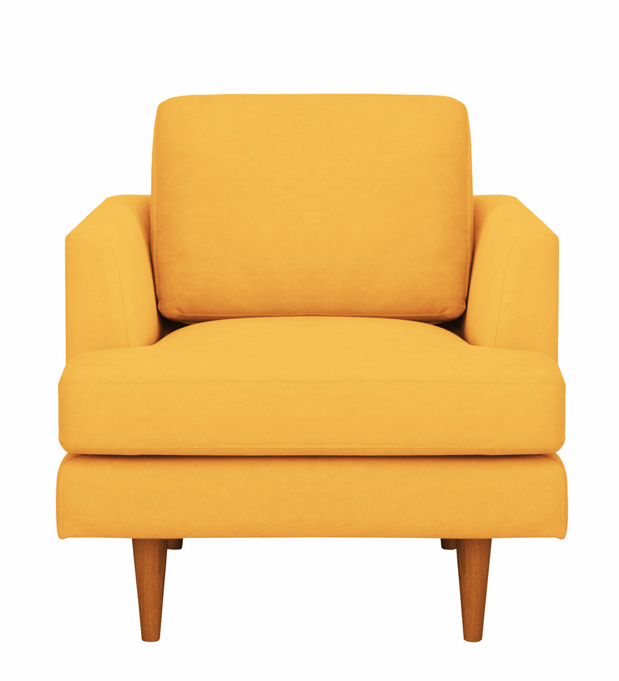 Motra Velvet 1 Seater Sofa In Turmeric Yellow Colour - Febonic Living